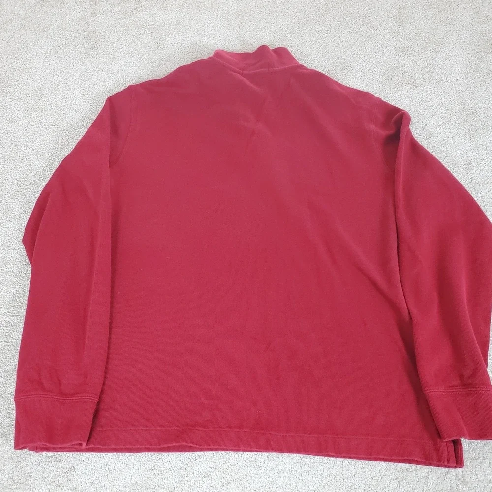 Polo Ralph Lauren Estate Rib Men's Medium Red‎ Knit Pullover 1/4 Zip Long Sleeve